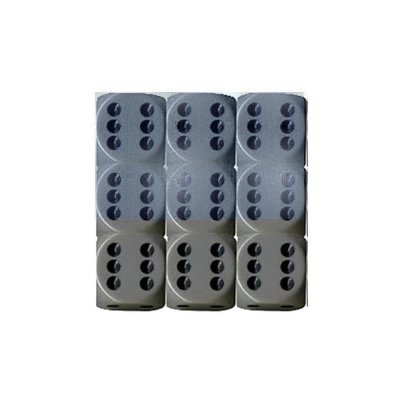SET DE 12 DADOS D6 16MM OPACOS GRIS C/NEGRO