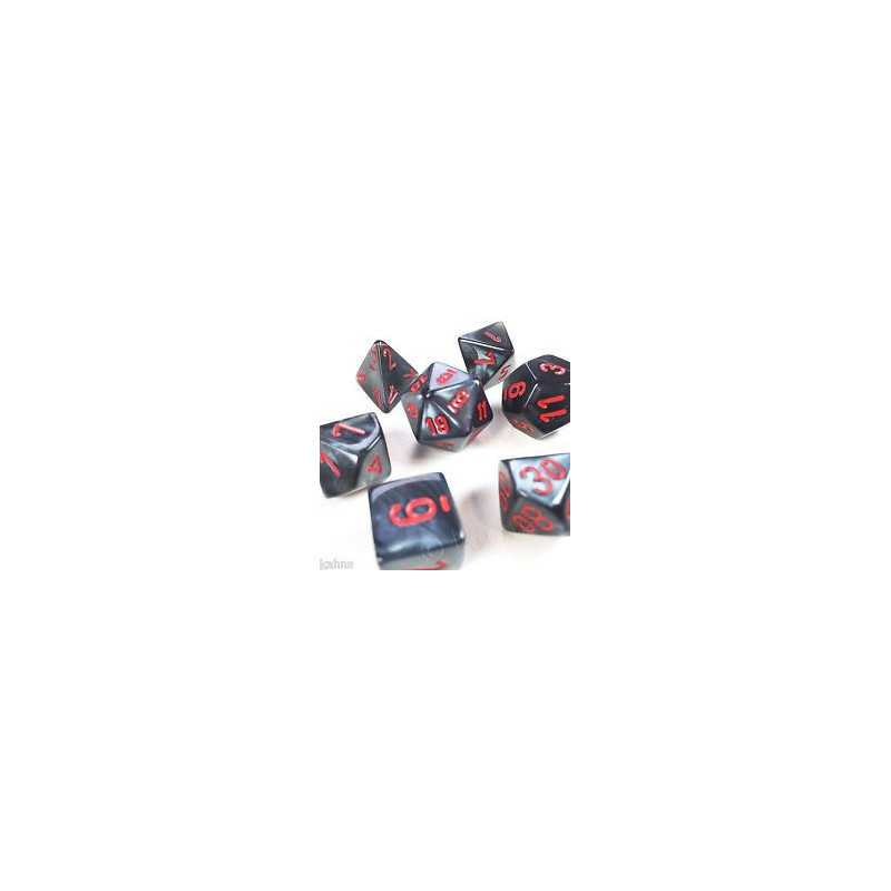 SET DE 7 DADOS VELVET NEGRO C/ROJO