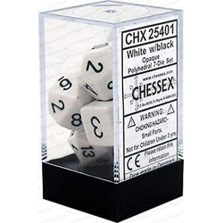 SET DE 7 DADOS OPACOS BLANCO C/NEGRO