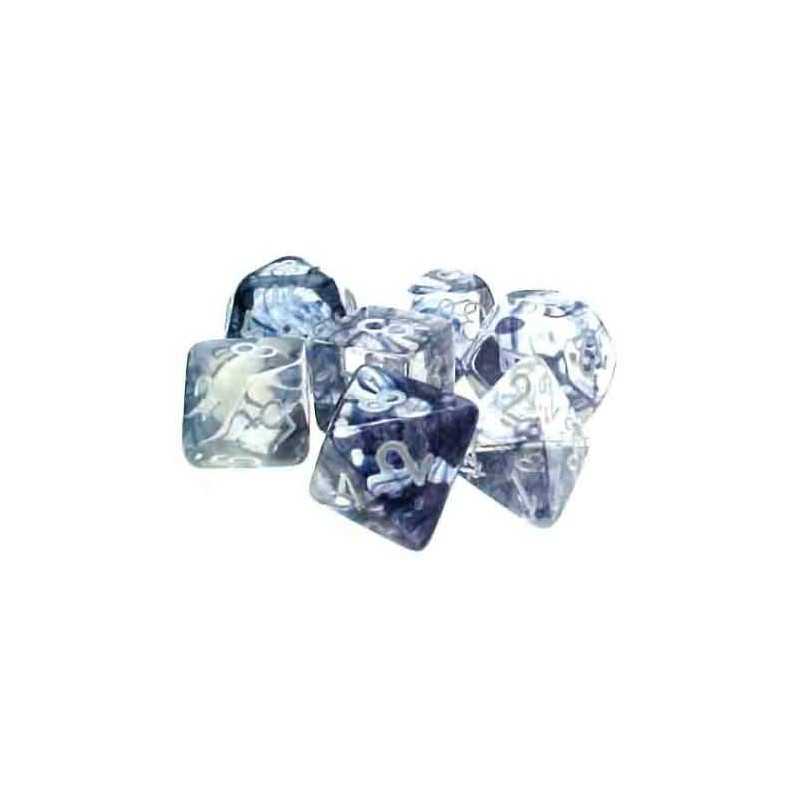 SET DE 7 DADOS NEBULA NEGRO C/BLANCO